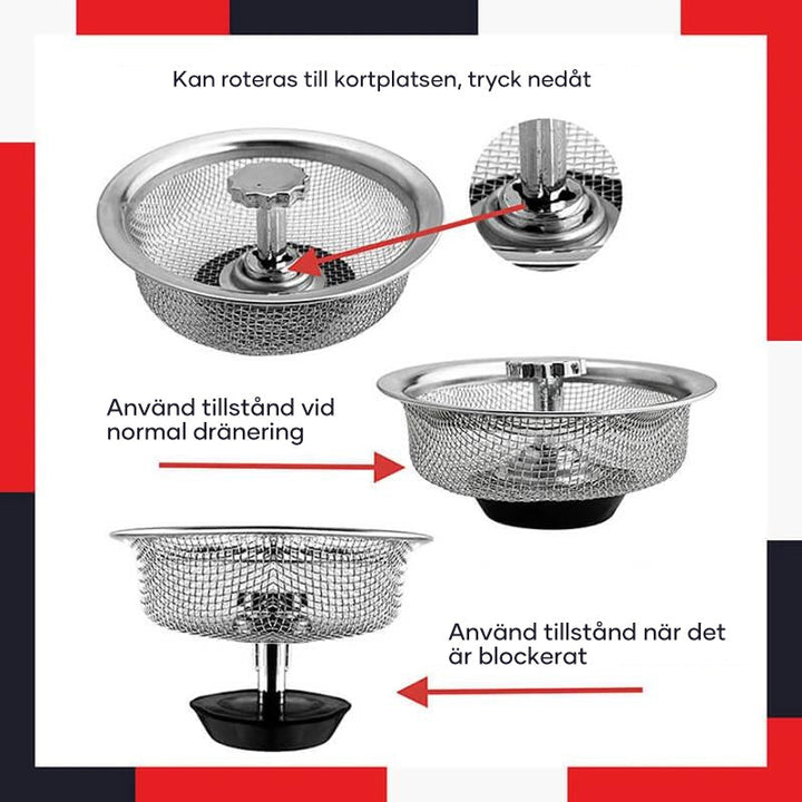 "Elegant diskbänk ersättningsfilter i rostfritt stål med universell passform, finns i 1, 2 eller 3-pack."