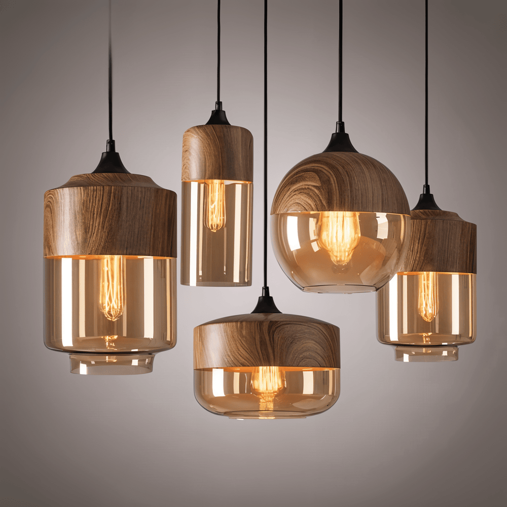 "Elegant glaspendel i retrostil, modern design med stämningsfullt diffust ljus, idealisk för heminredning och mysig atmosfär.