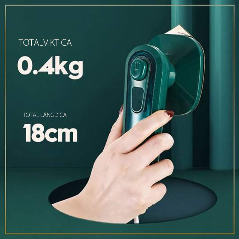 "Elegant handhållet mikroångstrykjärn, kompakt form, 100 ml vattentank, för snabb och effektiv klädvård hemma."