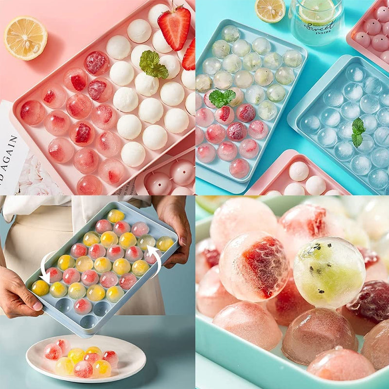 "Elegant isbitsform i bollform för köket, rosa och blå, gör perfekta runda isbollar för drycker som whisky och cocktails."