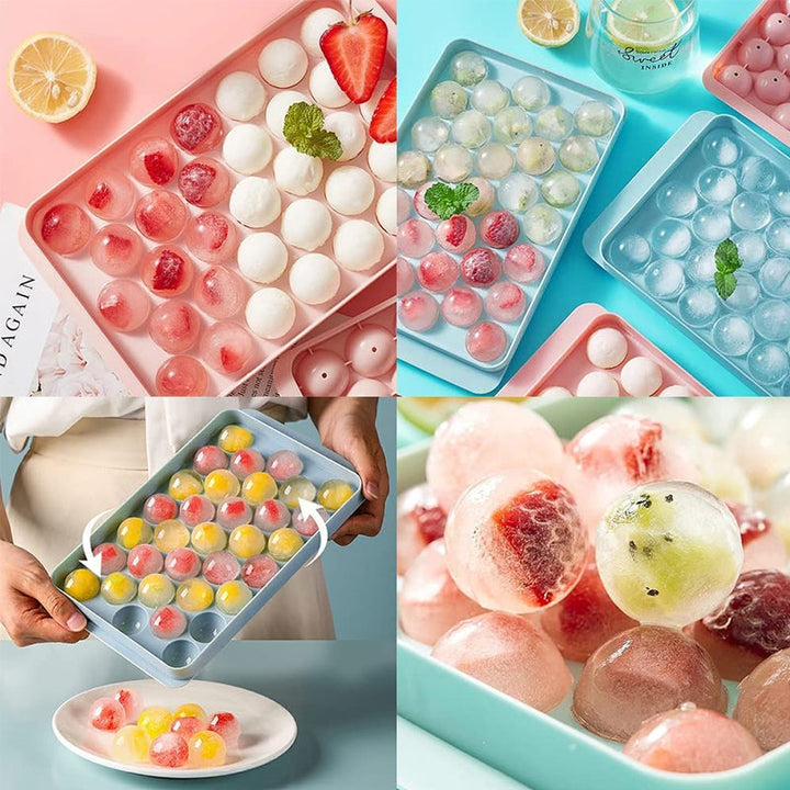 "Elegant isbitsform i bollform för köket, rosa och blå, gör perfekta runda isbollar för drycker som whisky och cocktails."