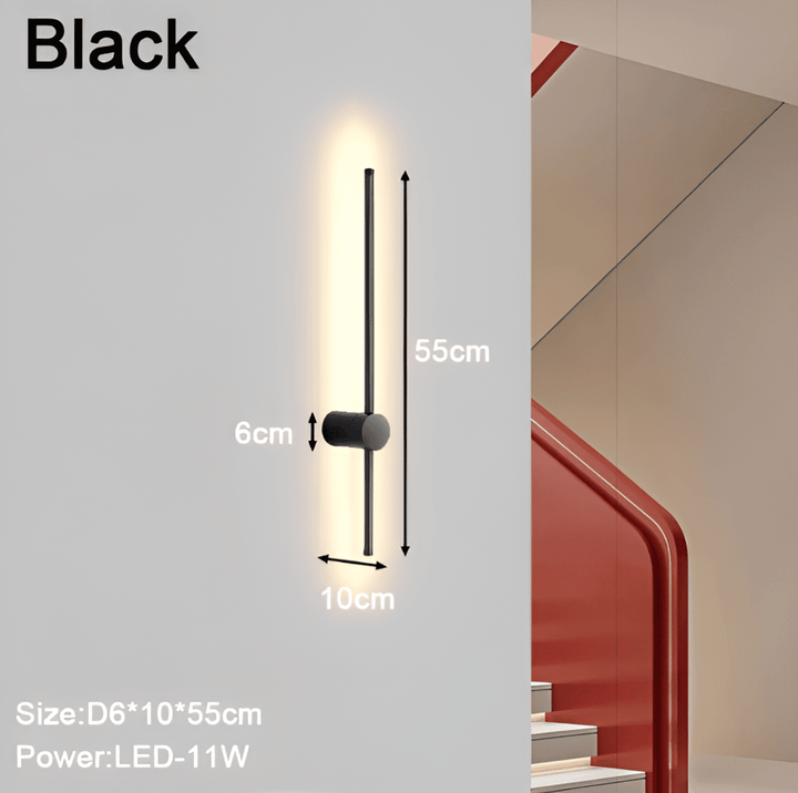"Elegant LED vägglampa i skandinavisk design, roterbar, akryl och aluminium, idealisk för modern belysning."
