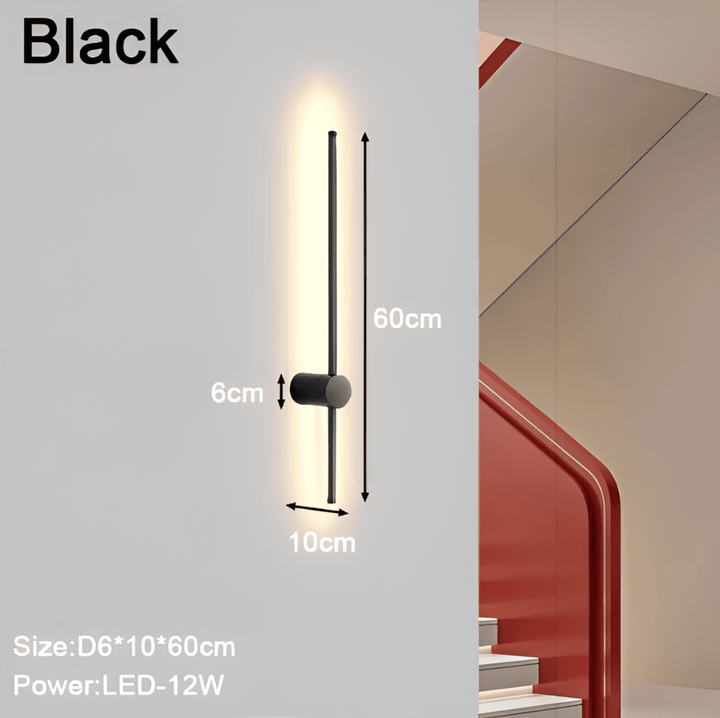 "Elegant LED vägglampa i skandinavisk design, roterbar, akryl och aluminium, idealisk för modern belysning."