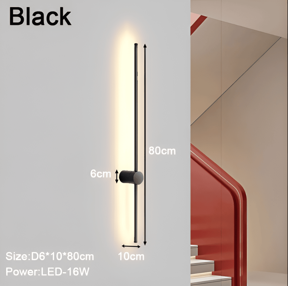 "Elegant LED vägglampa i skandinavisk design, roterbar, akryl och aluminium, idealisk för modern belysning."