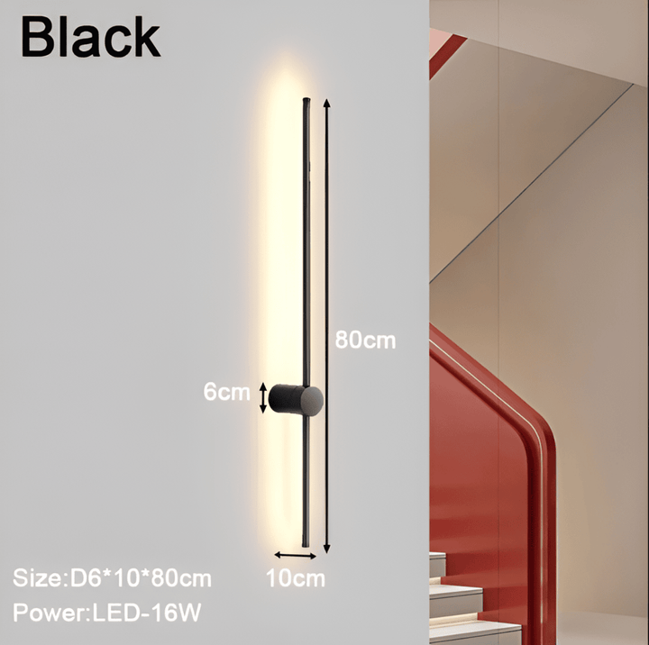 "Elegant LED vägglampa i skandinavisk design, roterbar, akryl och aluminium, idealisk för modern belysning."