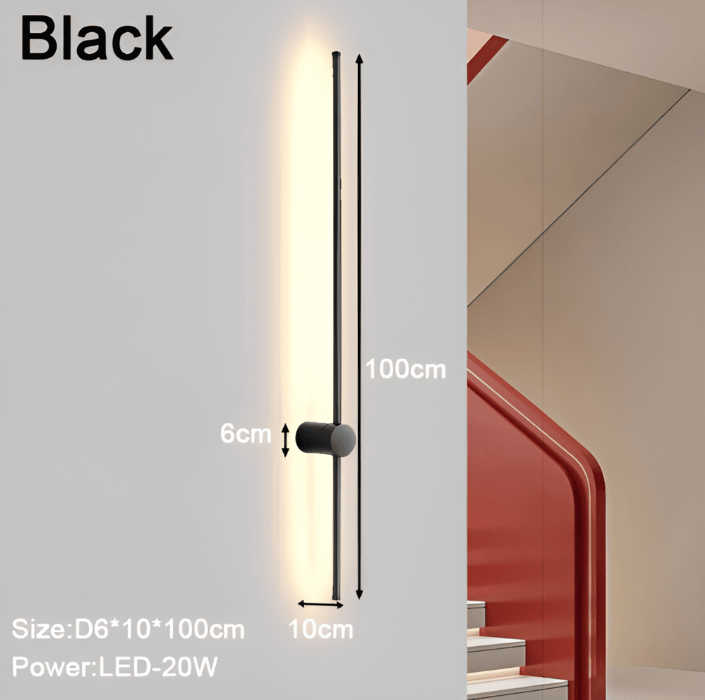 "Elegant LED vägglampa i skandinavisk design, roterbar, akryl och aluminium, idealisk för modern belysning."