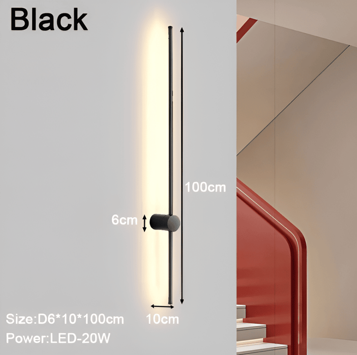 "Elegant LED vägglampa i skandinavisk design, roterbar, akryl och aluminium, idealisk för modern belysning."