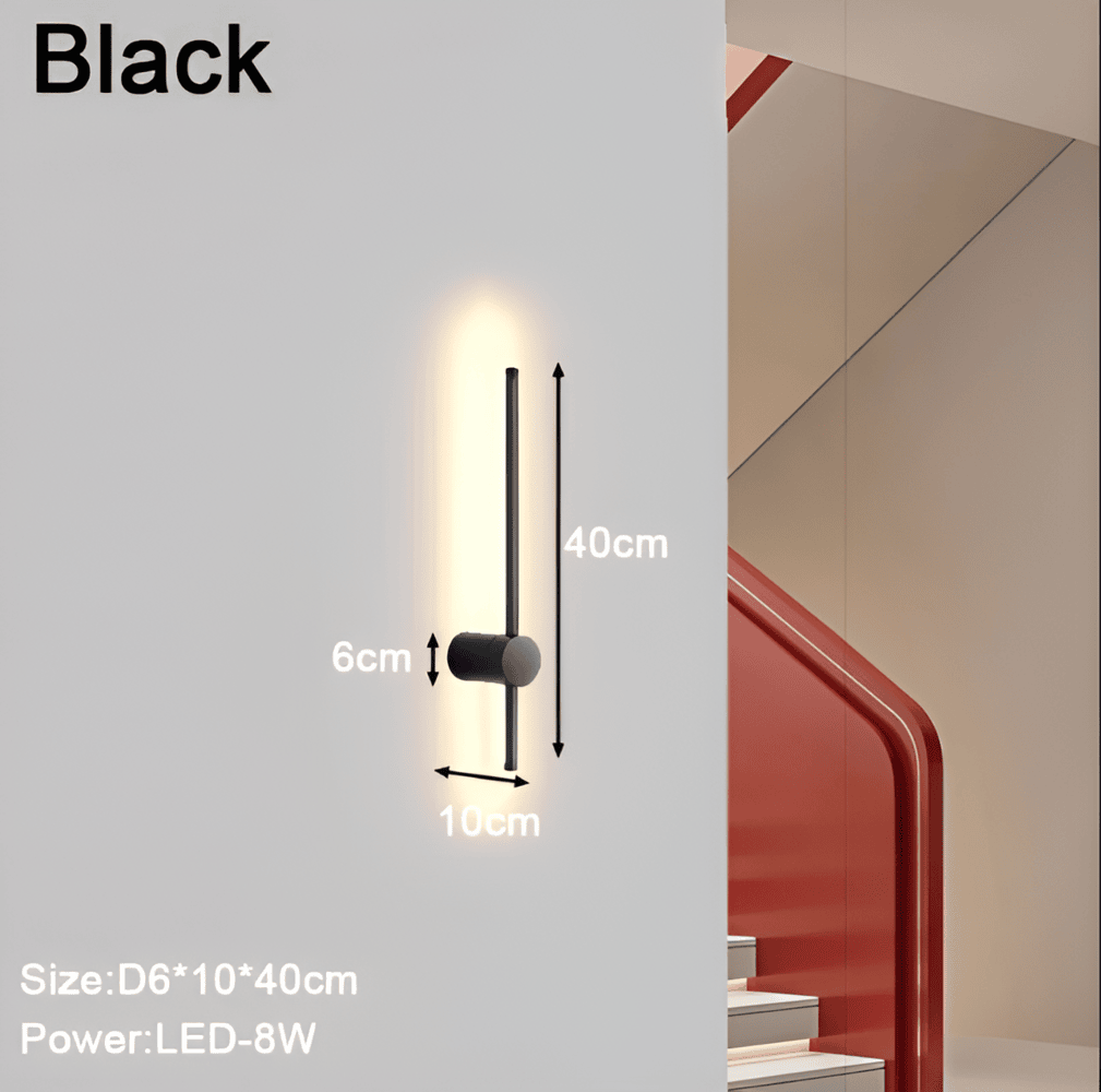 "Elegant LED vägglampa i skandinavisk design, roterbar, akryl och aluminium, idealisk för modern belysning."