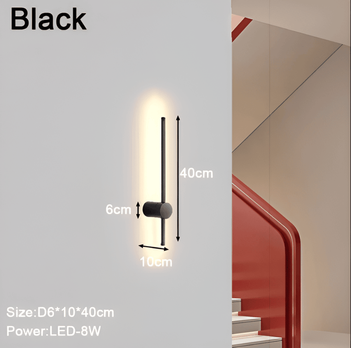"Elegant LED vägglampa i skandinavisk design, roterbar, akryl och aluminium, idealisk för modern belysning."