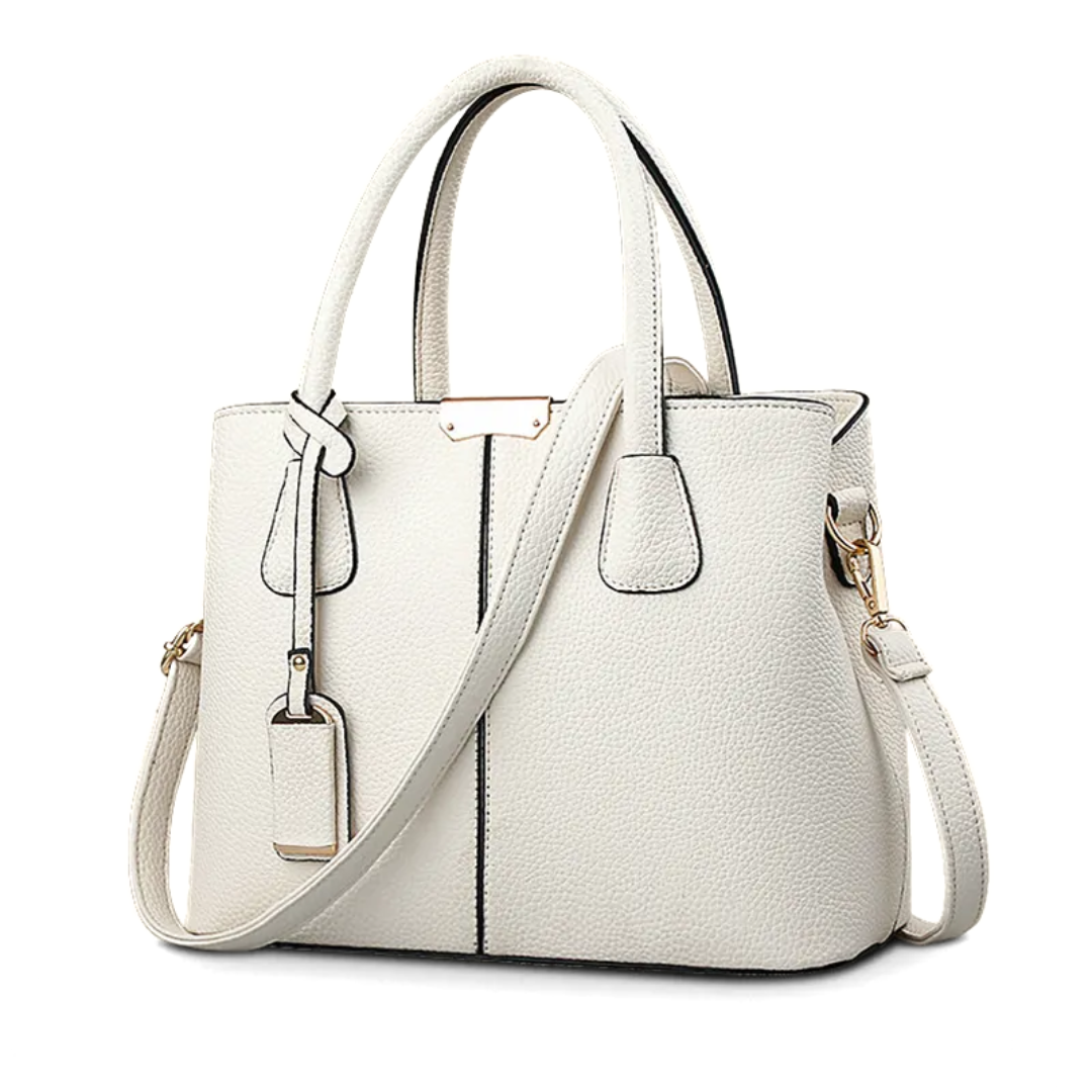 "Elegant lila crossbody väska i konstläder med justerbar rem, perfekt för stilfull daglig användning och komfort."