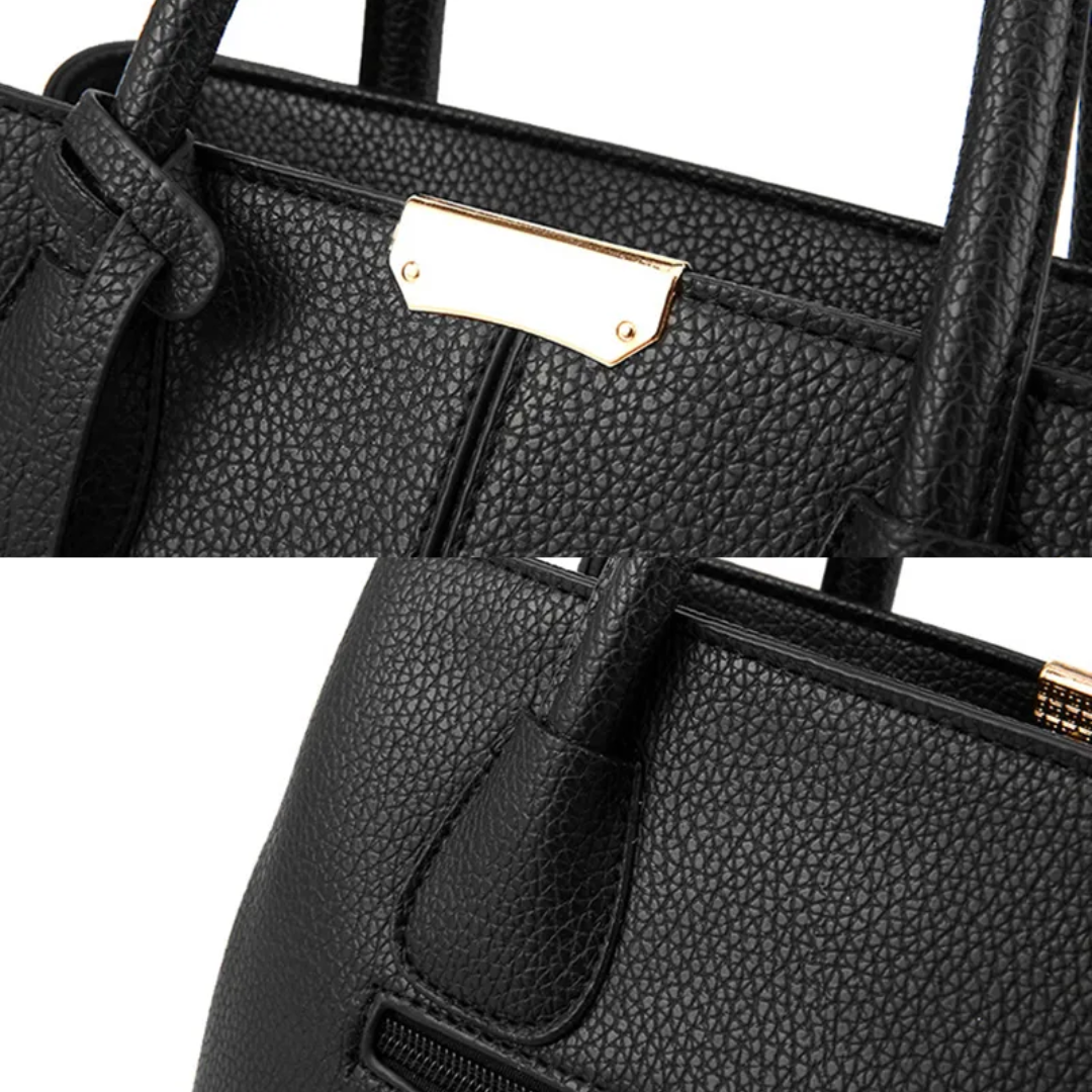 "Elegant lila crossbody väska i konstläder med justerbar rem, perfekt för stilfull daglig användning och komfort."