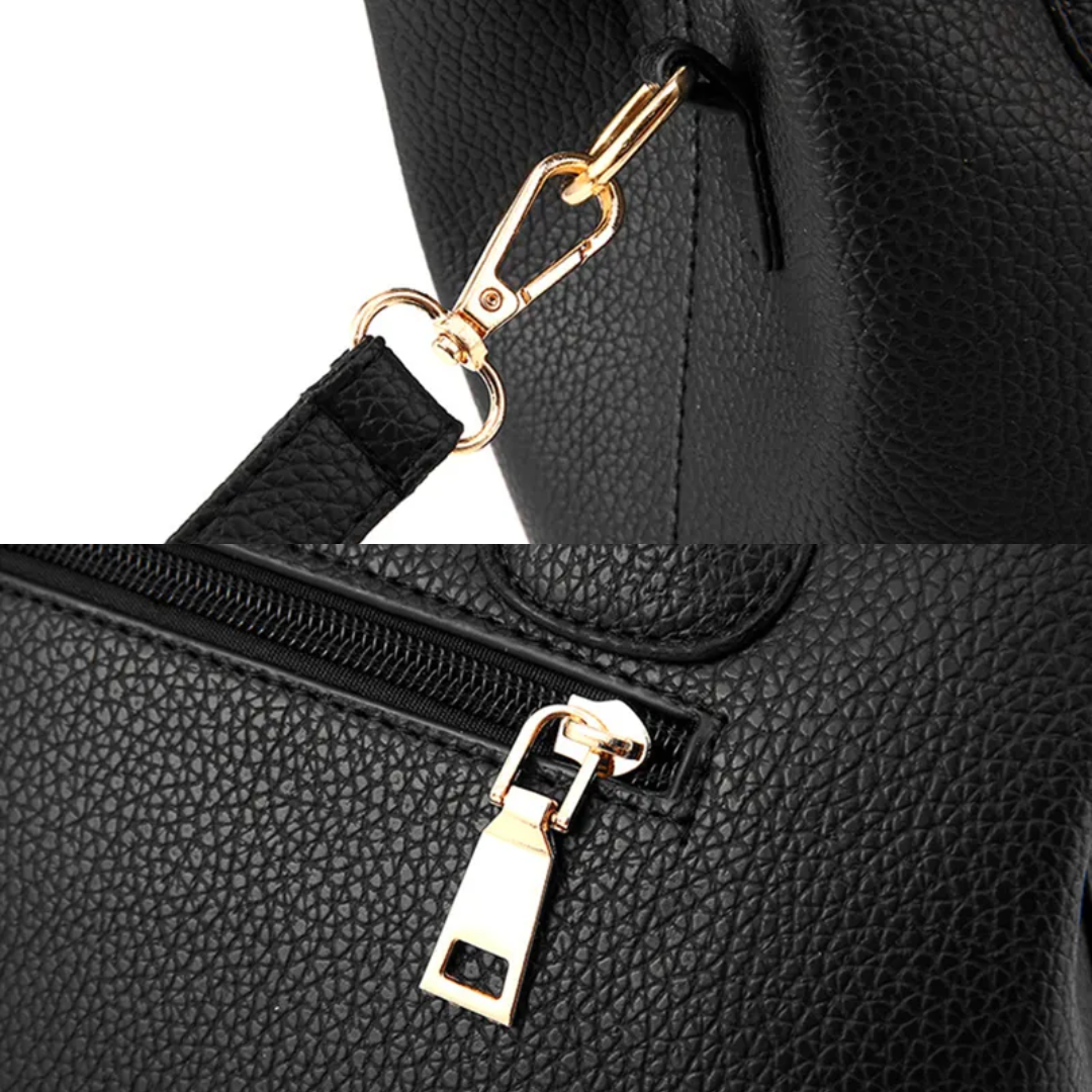 "Elegant lila crossbody väska i konstläder med justerbar rem, perfekt för stilfull daglig användning och komfort."