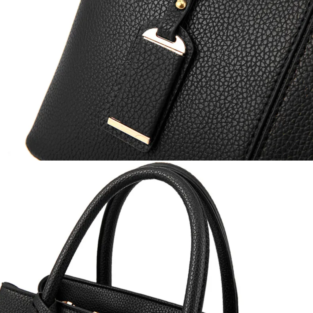 "Elegant lila crossbody väska i konstläder med justerbar rem, perfekt för stilfull daglig användning och komfort."
