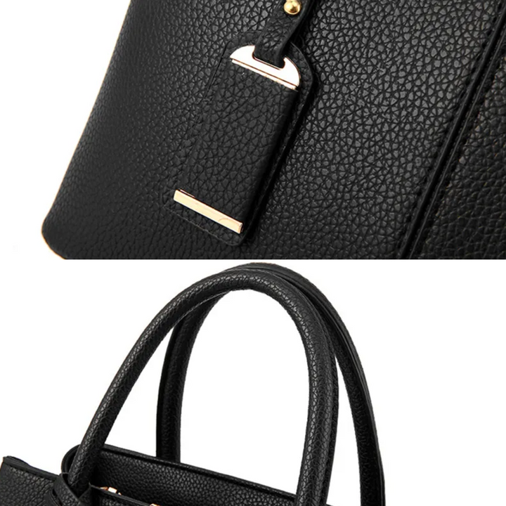 "Elegant lila crossbody väska i konstläder med justerbar rem, perfekt för stilfull daglig användning och komfort."
