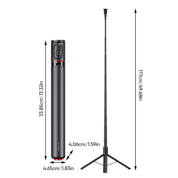 "Elegant magnetiskt Bluetooth selfiestativ, lätt och utdragbar design med fjärrkontroll för flexibel fotografering."