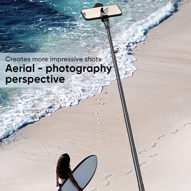 "Elegant magnetiskt Bluetooth selfiestativ, lätt och utdragbar design med fjärrkontroll för flexibel fotografering."