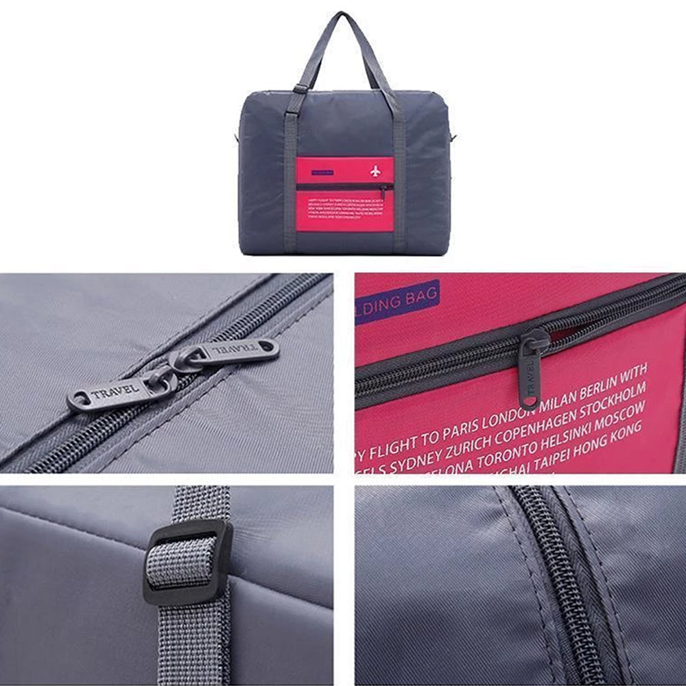 "Elegant, multifunktionell bärbar resväska i vattentåligt nylon. Rymlig, vikbar design, idealisk för alla resor."