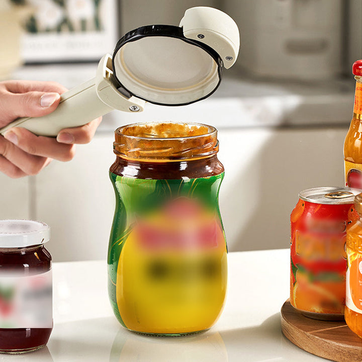 "Elegant multifunktionell flasköppnare med inbyggd magnet, ergonomiskt grepp och hållbar konstruktion i rostfritt stål."