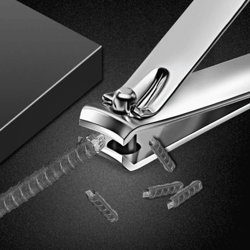 "Elegant nagelvårdsset, ergonomiska verktyg i stålfodral med svart PU-läder, för manikyr och pedikyr."