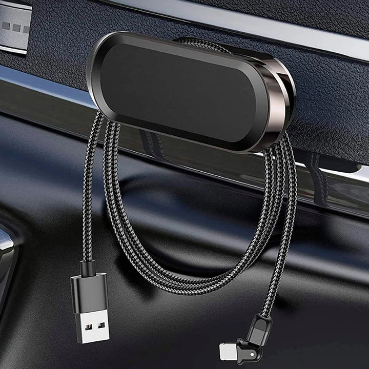 "Elegant och minimalistisk ultramagnetisk mobilhållare, svart finish, flexibel montering i bil eller hem för smartphones."