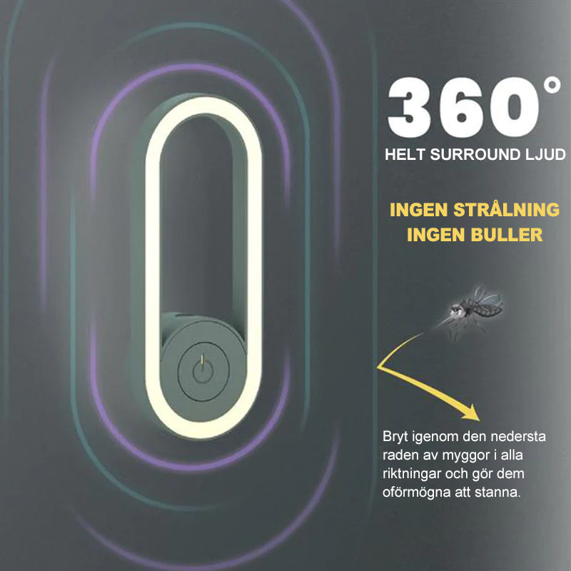 "Elegant och modern USB myggavstötare, grön/vit, för skadedjurskontroll med ultraljud, kompakt och lättanvänd."