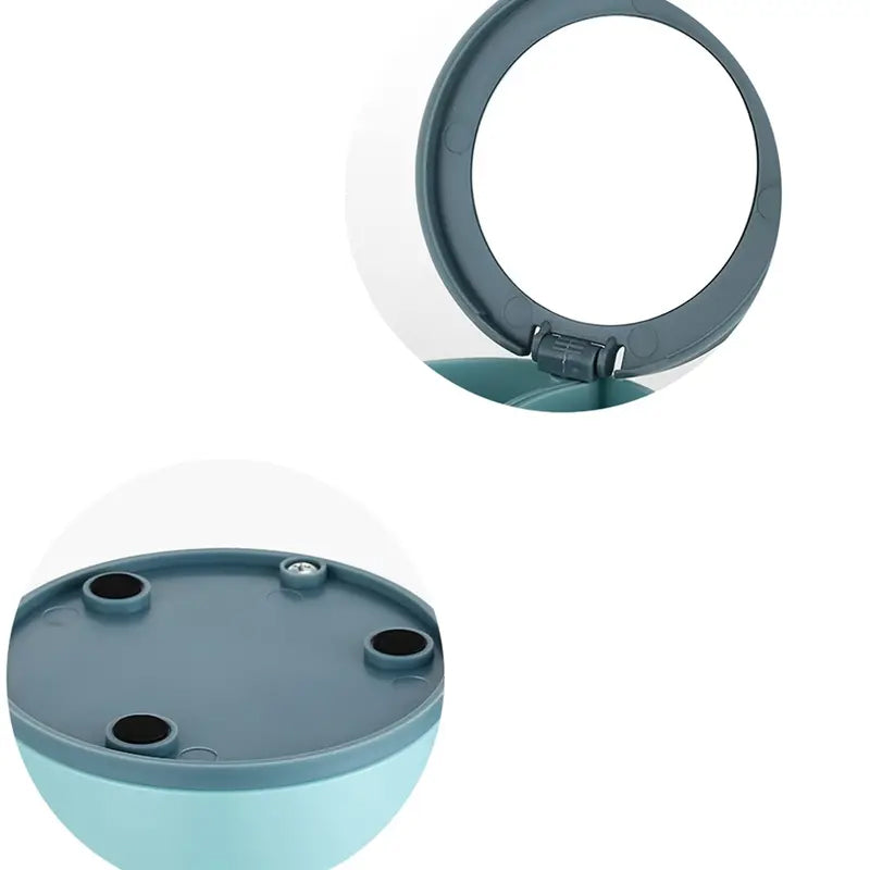 "Elegant roterande smyckesskrin med flera lager, spegel och LED-belysning för smidig och lyxig smyckesförvaring."