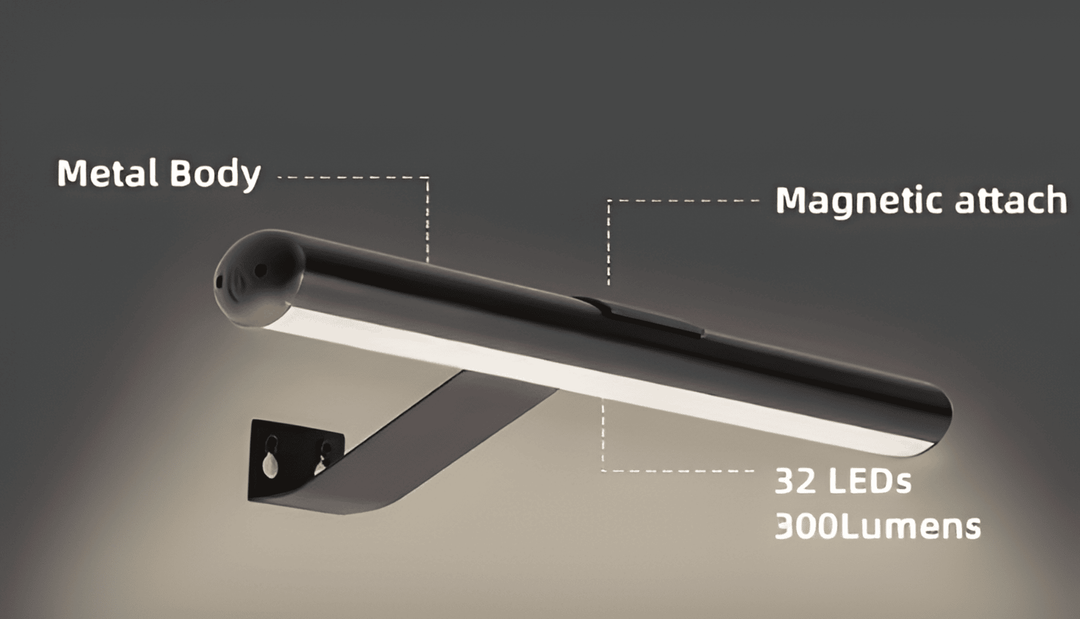"Elegant roterbar LED-vägglampa med kabelfri installation, magnetisk bas och USB-C anslutning i svart, vit eller guld."