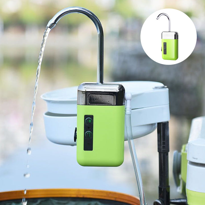 "Elegant syrepump för fiske med tyst drift, kompakt design, och betesljus för nattfiske. Perfekt för fisketurer."