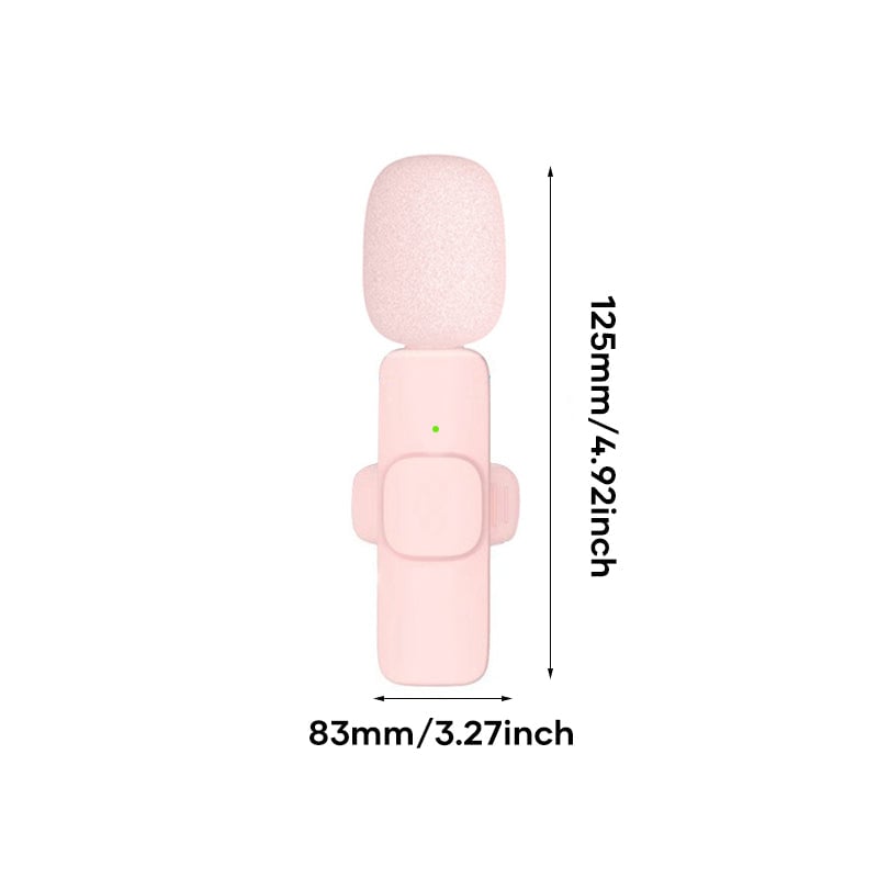 "Elegant trådlös lavaliermikrofon i rosa för mobil, erbjuder kristallklart ljud och omvänd ljudupptagning för kreativt skapan