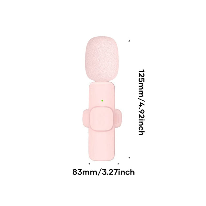 "Elegant trådlös lavaliermikrofon i rosa för mobil, erbjuder kristallklart ljud och omvänd ljudupptagning för kreativt skapan