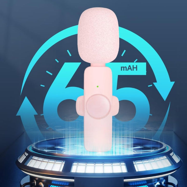 "Elegant trådlös lavaliermikrofon i rosa för mobil, erbjuder kristallklart ljud och omvänd ljudupptagning för kreativt skapan