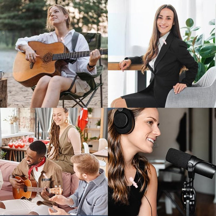 "Elegant trådlös lavaliermikrofon i rosa för mobil, erbjuder kristallklart ljud och omvänd ljudupptagning för kreativt skapan