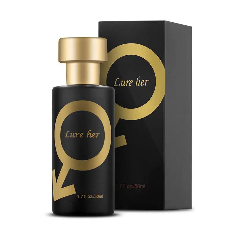"Elegant unisex parfymflaska, svart och guld 50ML, med sensuella toner, perfekt för både dag och kväll."