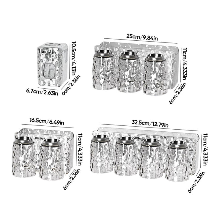 "Elegant väggmonterad tandborsthållare med munsköljkopp i silver/grå, sparar plats och håller badrummet organiserat."