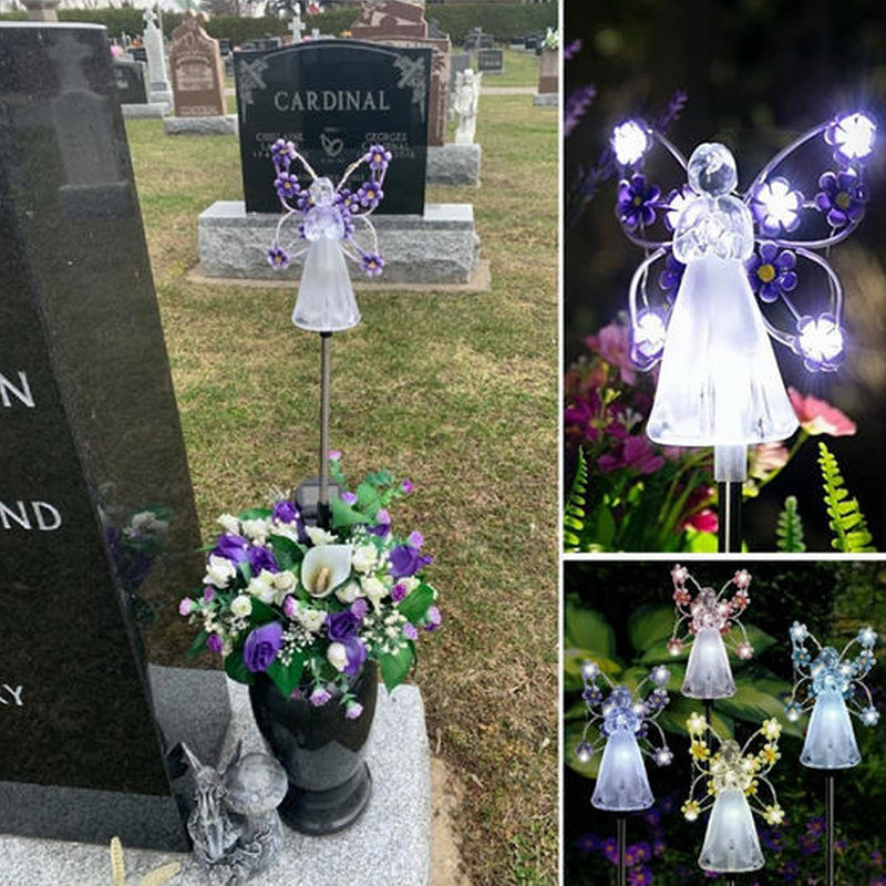 "Elegant vattentät solänglalampa för trädgårdsdekoration, i rostfritt stål och plast, med 7 kallvita LED-lampor."