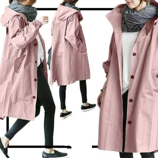 "Elegant vindresistent trenchcoat för kvinnor med justerbar passform. Perfekt för alla väder och stiliga tillfällen."
