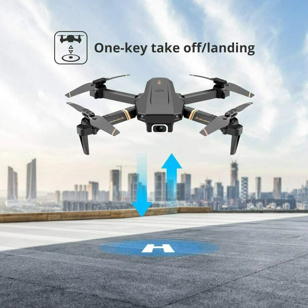 "Eleganta 4DRC V-serien, hopfällbar FPV-drönare med dubbla 4K kameror. Svart design för professionell flygfoto."