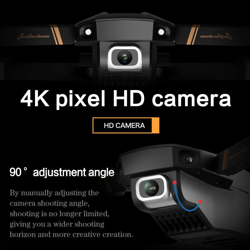 "Eleganta 4DRC V-serien, hopfällbar FPV-drönare med dubbla 4K kameror. Svart design för professionell flygfoto."
