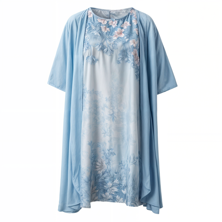 "Eleganta blommig klänning, vintage stil, A-line siluett, feminin design, perfekt för vårfest eller solig dag ute."