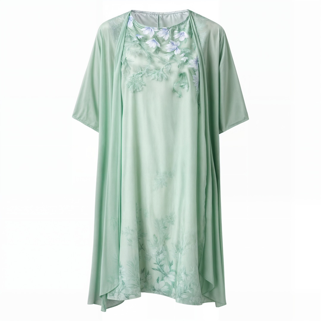"Eleganta blommig klänning, vintage stil, A-line siluett, feminin design, perfekt för vårfest eller solig dag ute."
