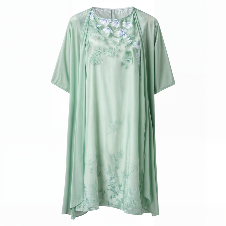 "Eleganta blommig klänning, vintage stil, A-line siluett, feminin design, perfekt för vårfest eller solig dag ute."