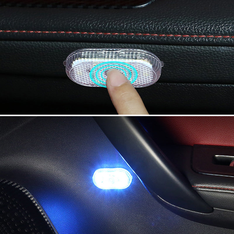 "Eleganta LED-bilbelysningsljus med touch sensor, kompakt design och klar belysning för smidig användning i bilen."