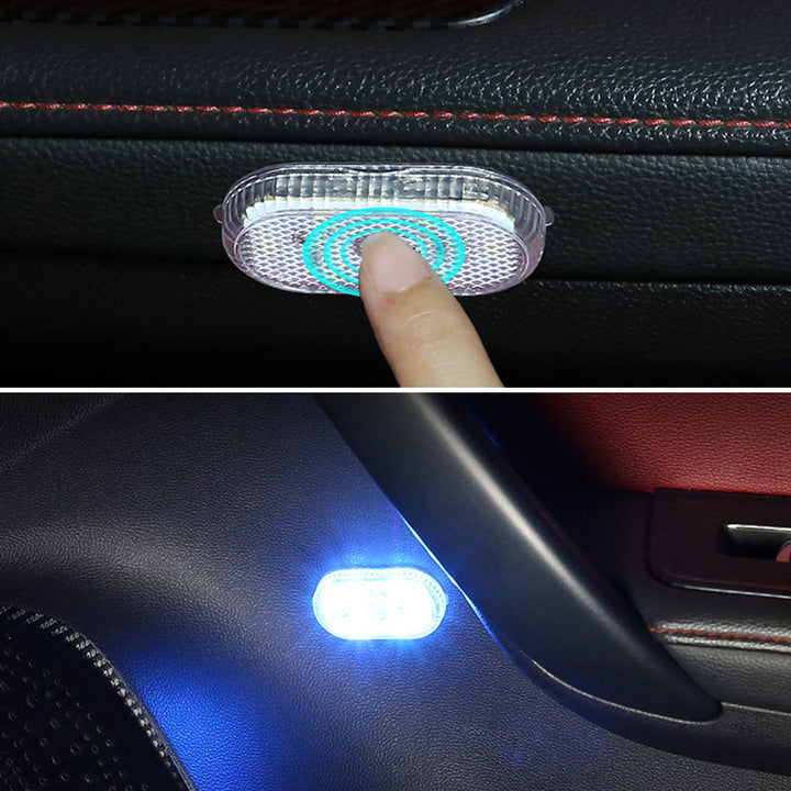 "Eleganta LED-bilbelysningsljus med touch sensor, kompakt design och klar belysning för smidig användning i bilen."