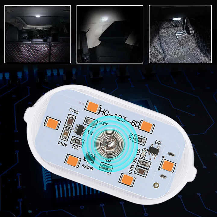 "Eleganta LED-bilbelysningsljus med touch sensor, kompakt design och klar belysning för smidig användning i bilen."