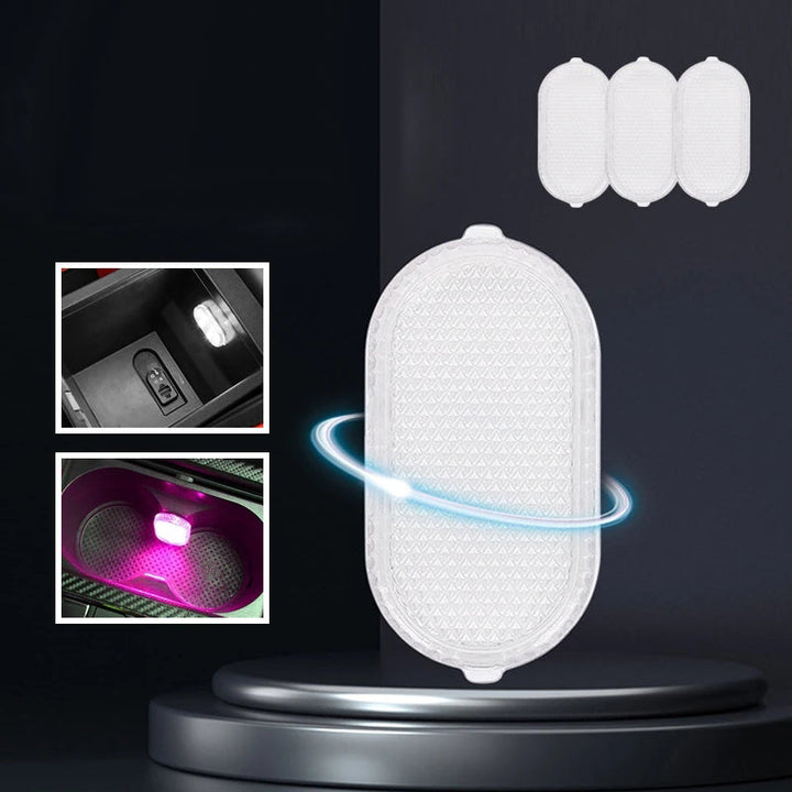 "Eleganta LED-bilbelysningsljus med touch sensor, kompakt design och klar belysning för smidig användning i bilen."