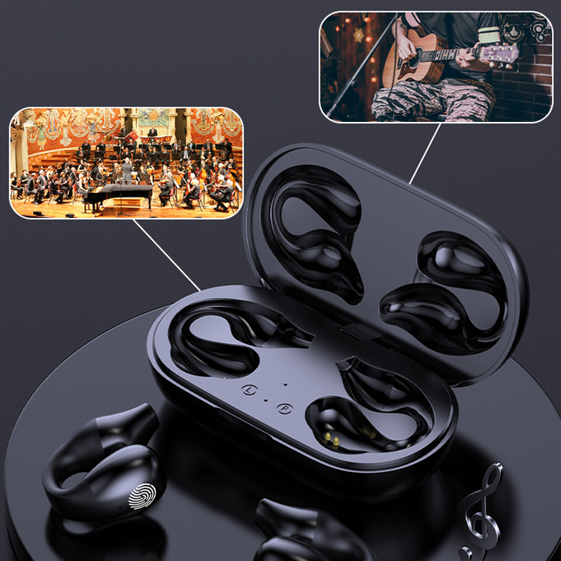 "Eleganta trådlösa Bluetooth-öronsnäckor, kompakt design, avancerad ljudteknik för klart ljud och stabil anslutning."