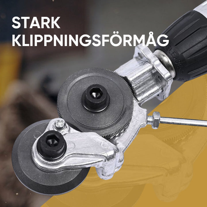 "Elektrisk blå metalborrsax för precisionsskärning i metall, robust design, lämplig för hem- och proffsbruk."