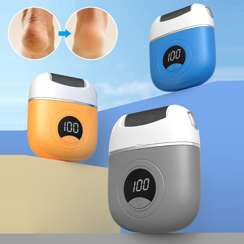 "Elektrisk fotslip med LCD-skärm, ergonomisk design, perfekt för att ta bort förhårdnader och vårda fötternas hälsa."