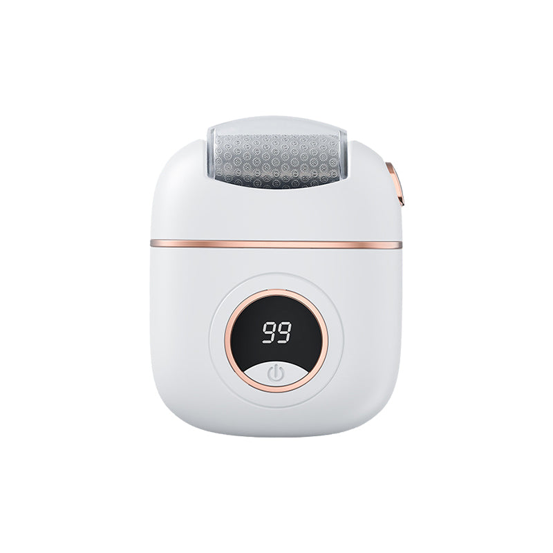 "Elektrisk fotslip med LCD-skärm, ergonomisk design, perfekt för att ta bort förhårdnader och vårda fötternas hälsa."