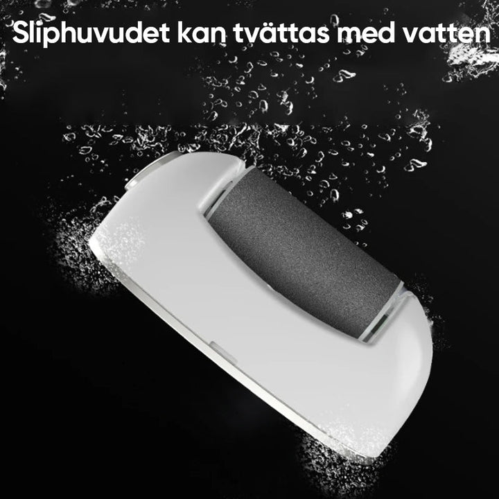 "Elektrisk fotslip med LCD-skärm, ergonomisk design, perfekt för att ta bort förhårdnader och vårda fötternas hälsa."